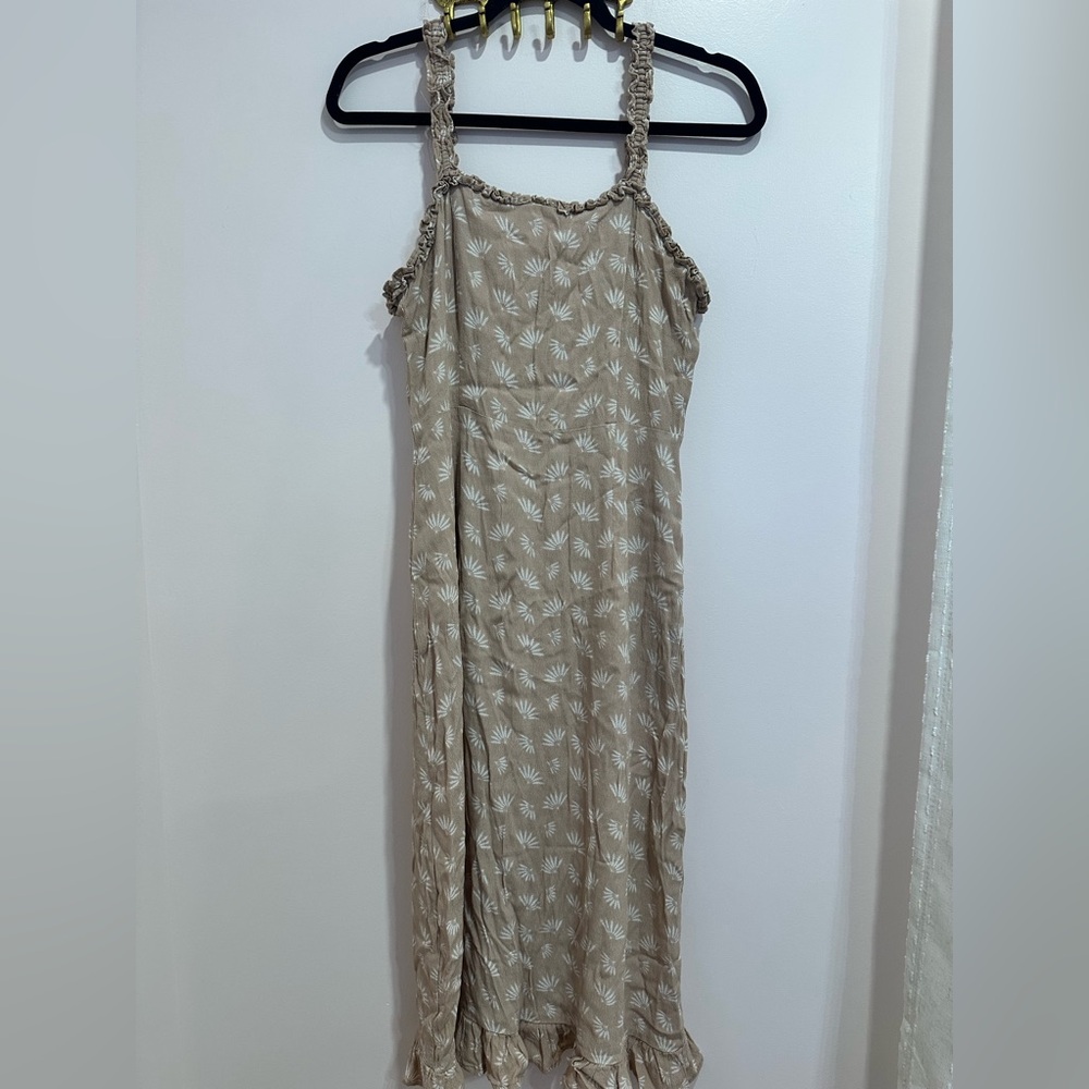 All Row Floral Cocoa Brown Midi Dress - Size Medium